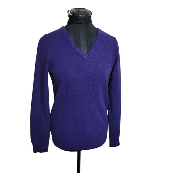 Only Mine 2-Ply Cashmere V-Neck Sweater – Size MP (Petite Medium) | Jewel Purple - Picture 2 of 8